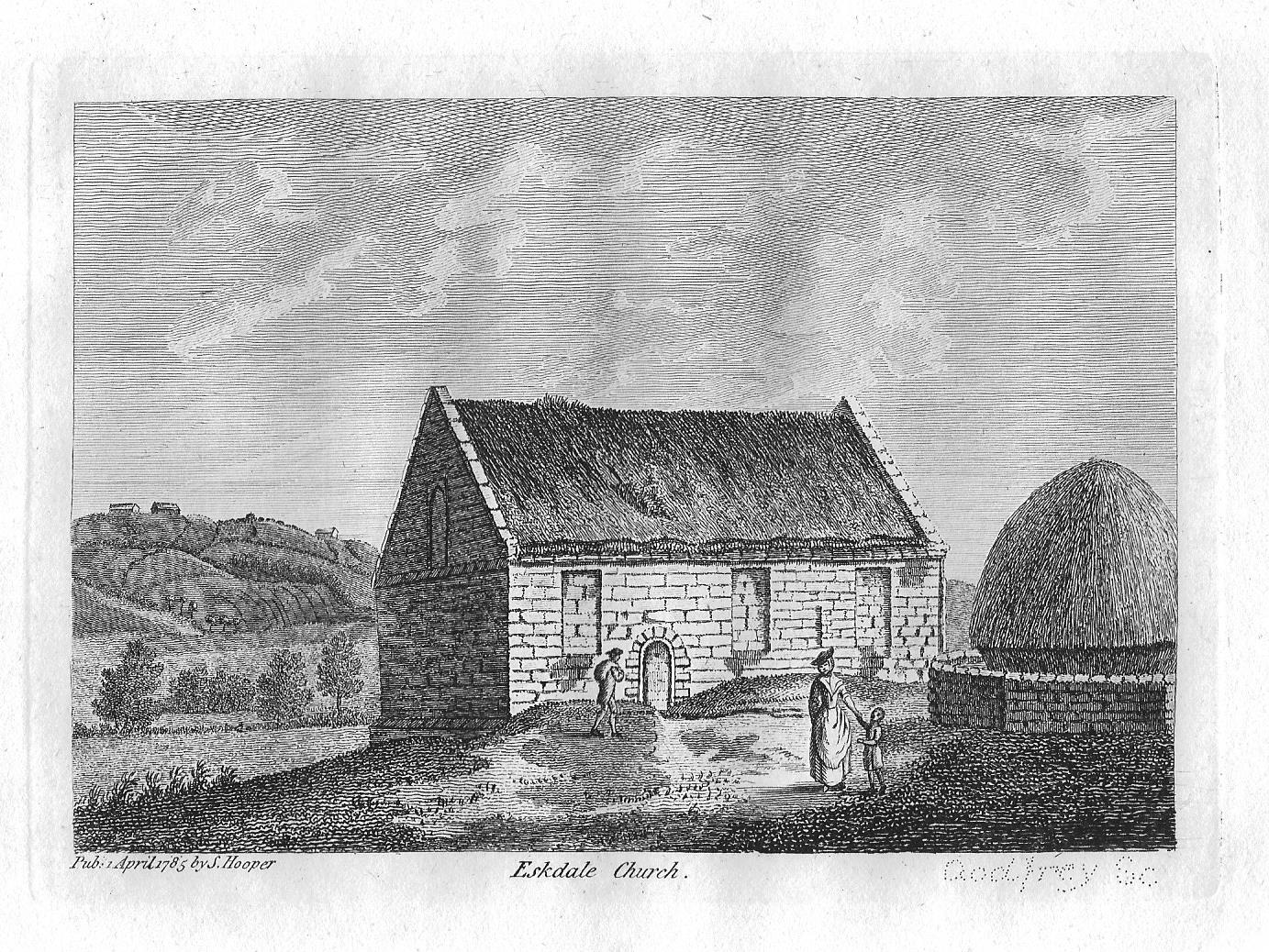 Eskdale church Yorkshire antique print 1785