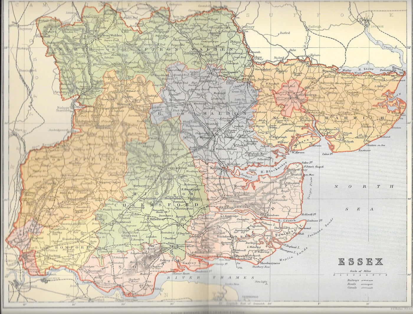 Essex antique map published 1895