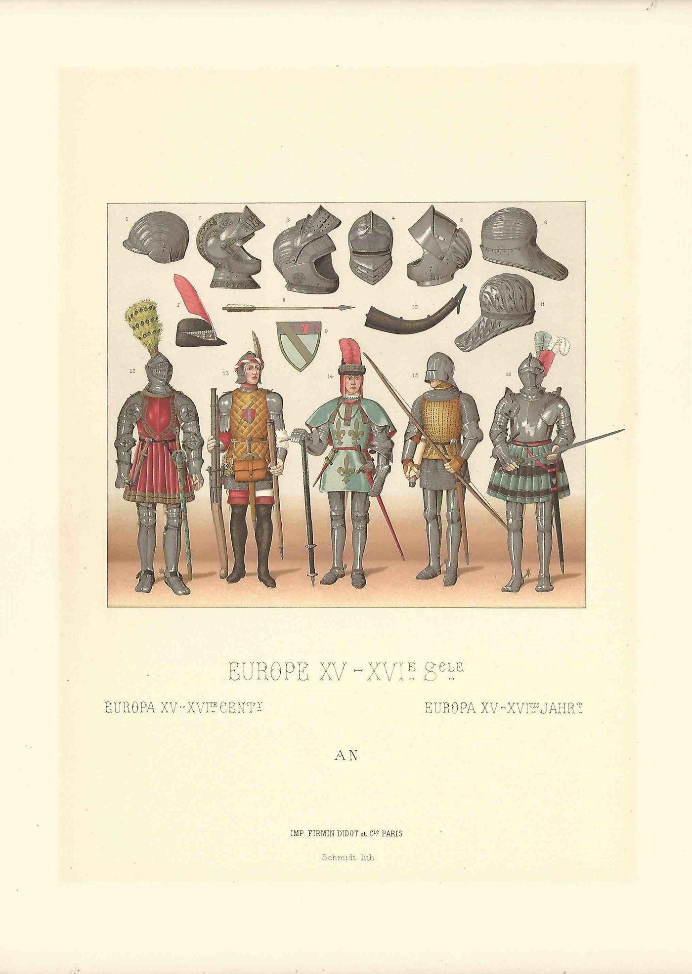 Armour in Middle Ages from Racinet's medieval fashion of 15th & 16th centuries