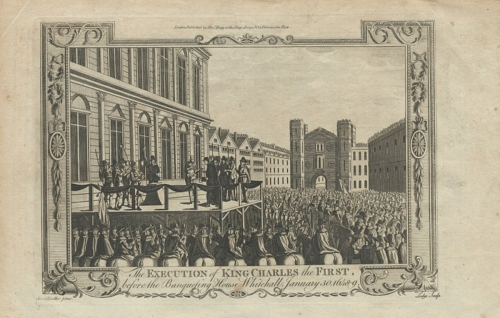 Execution of King Charles I in Whitehall antique print 1784