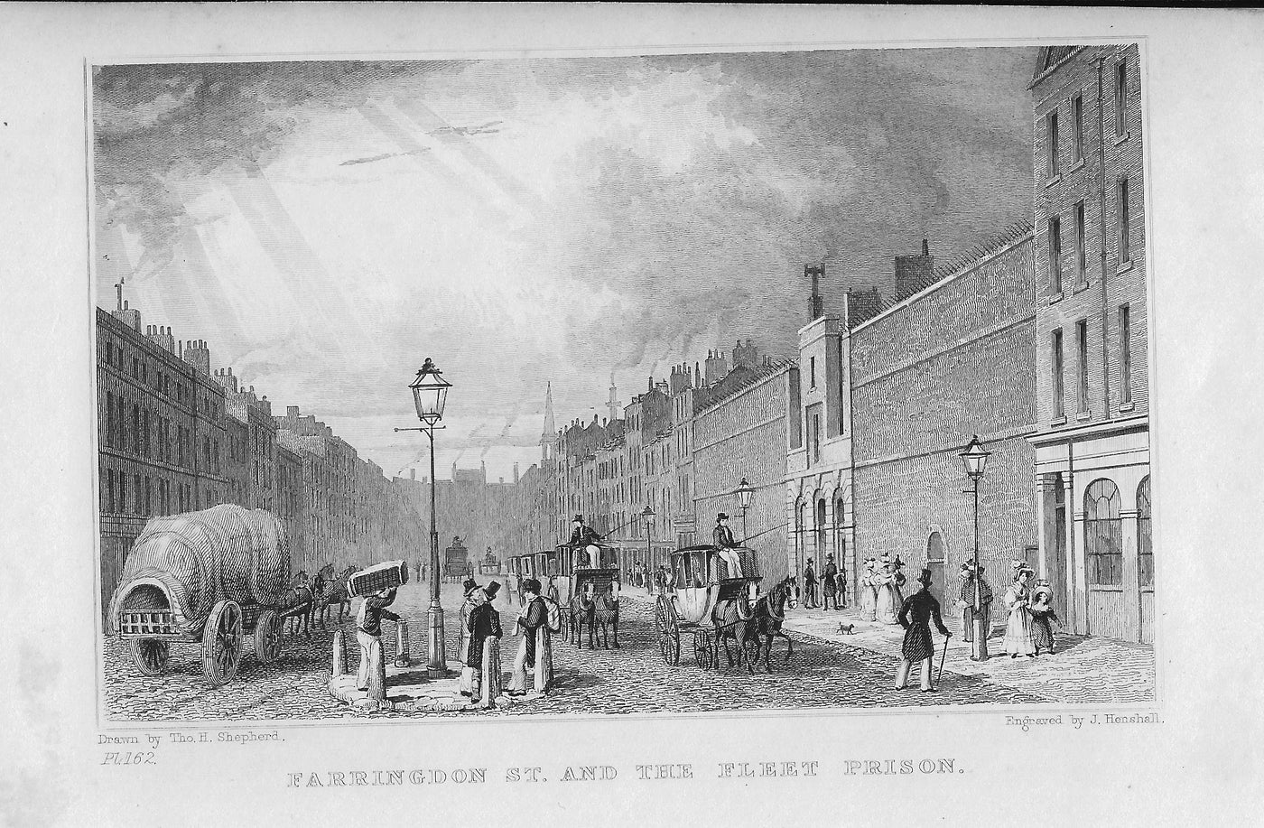 Fleet Prison Farringdon Street  London antique print 1830