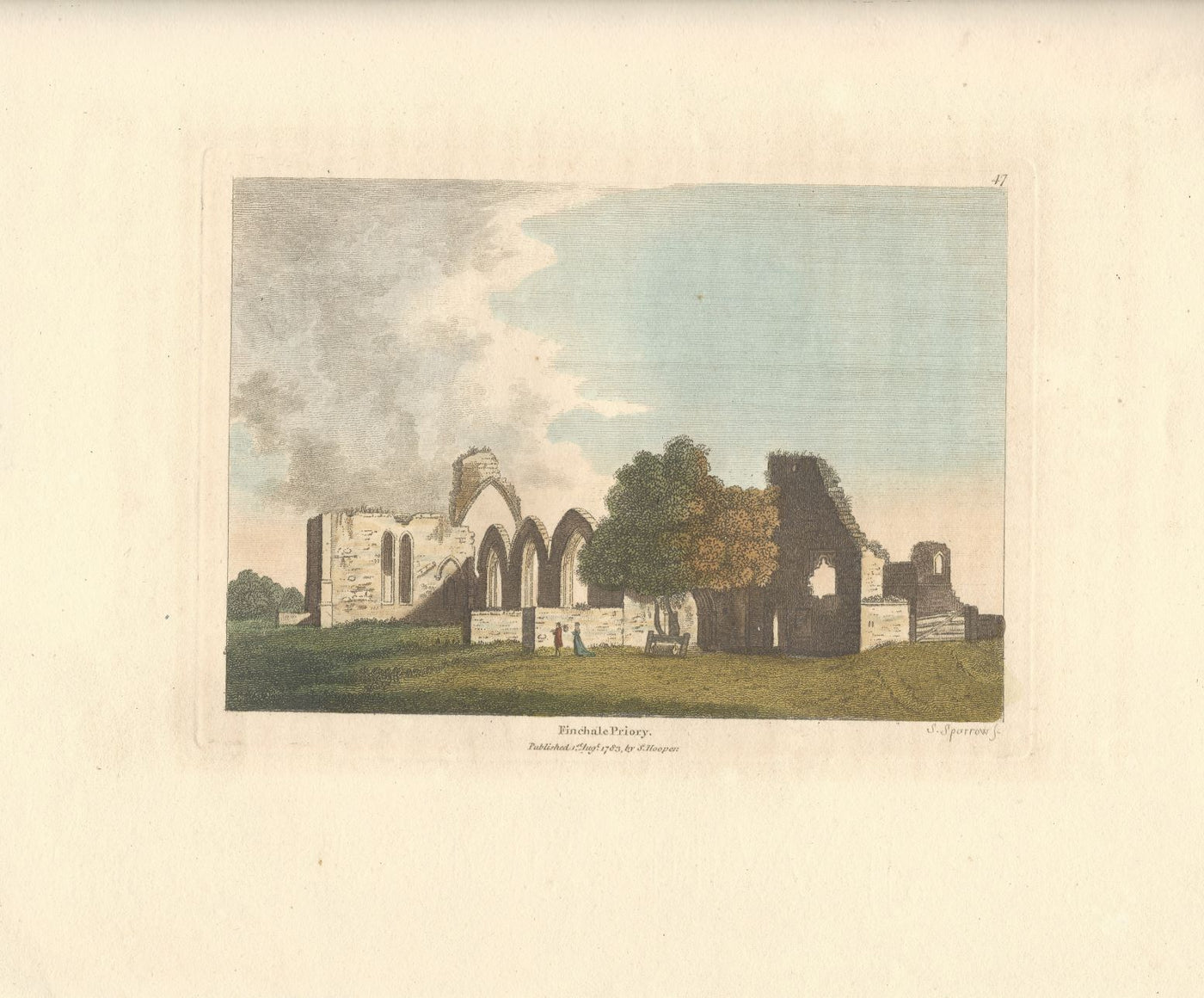 Finchale Priory or Abbey County Durham antique print 1783