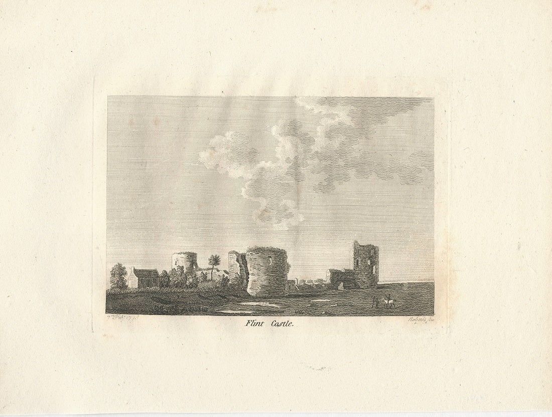 Flint Castle in north Wales antique print dated 1775