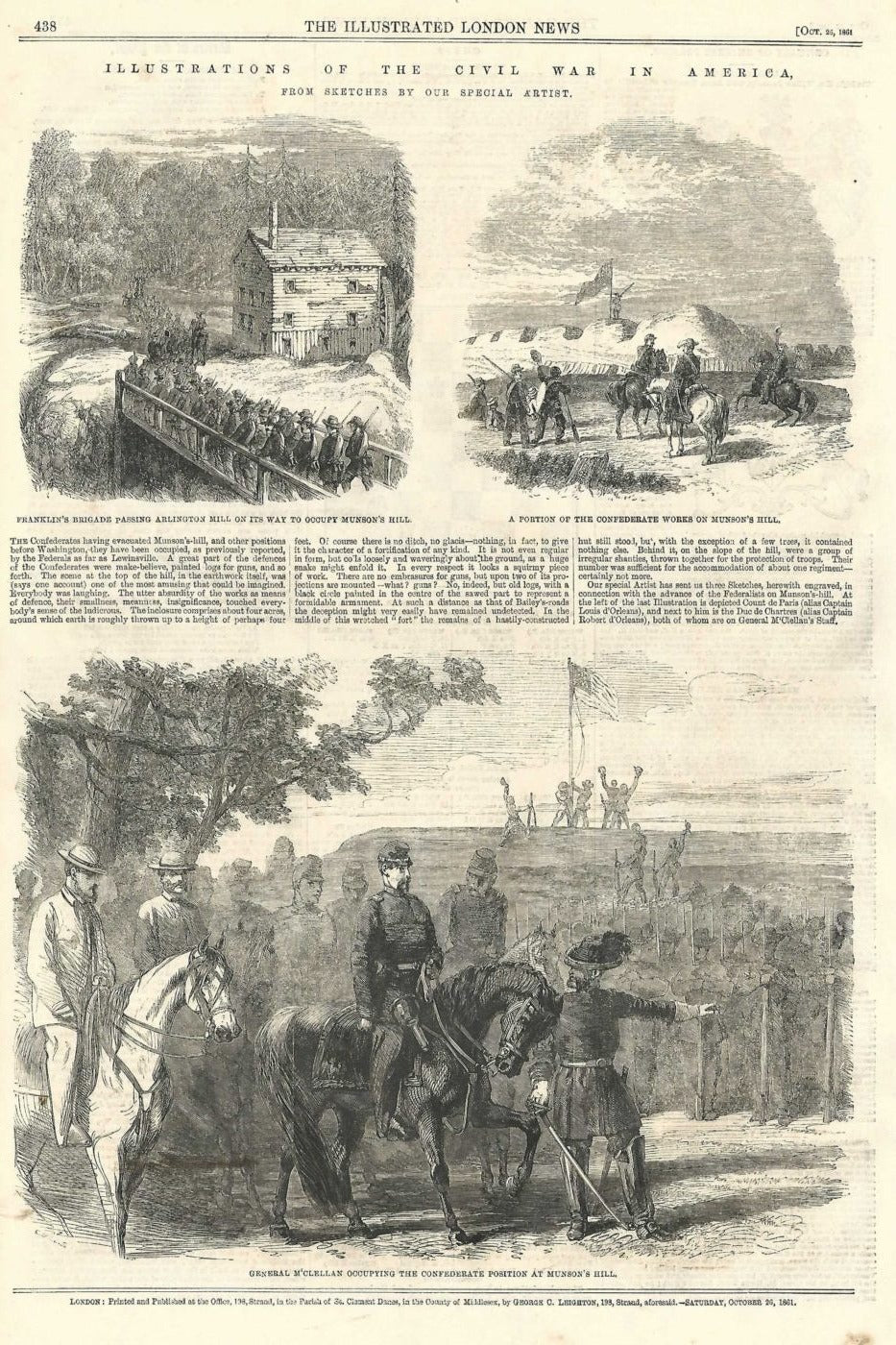 Munsons Hill Confederate held position occupied by General McClellan' Union Army, 1861