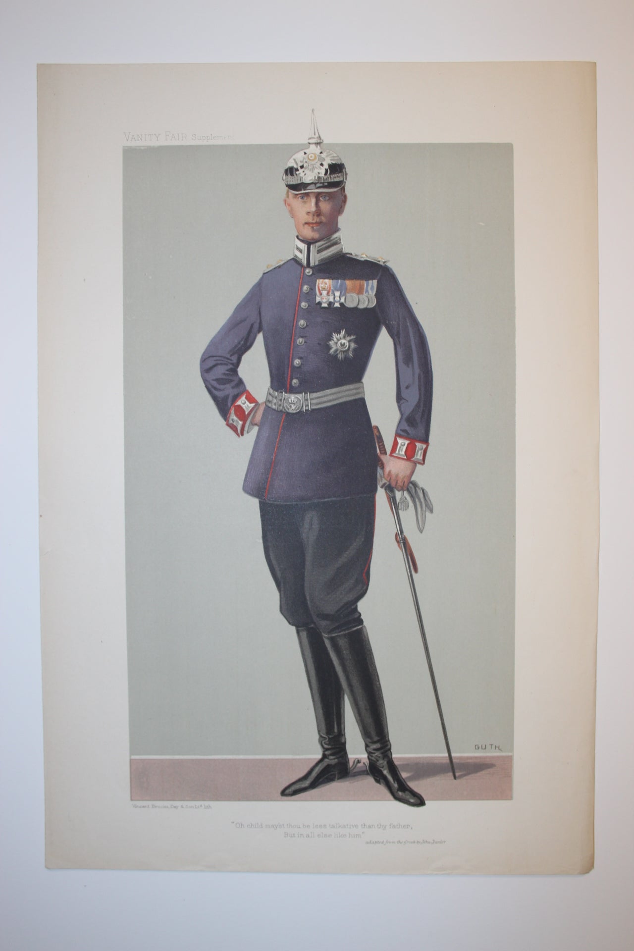 German Crown Prince Frederick William antique print