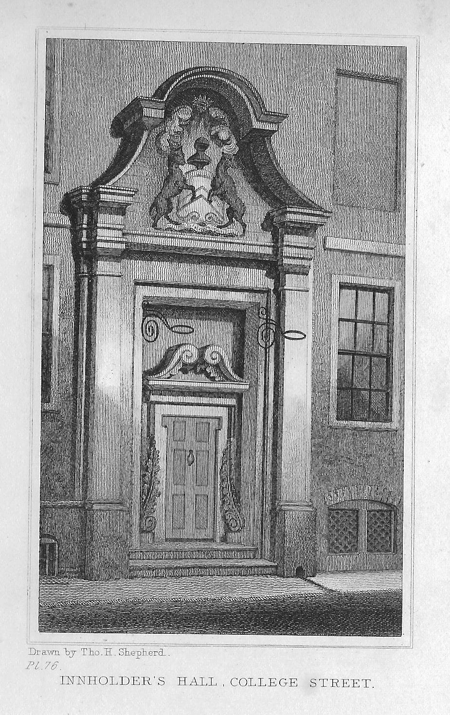Innholders Hall City of London antique print 1830