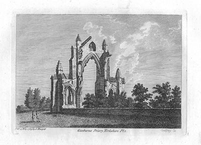 Gisborough Priory Yorkshire antique print 1785