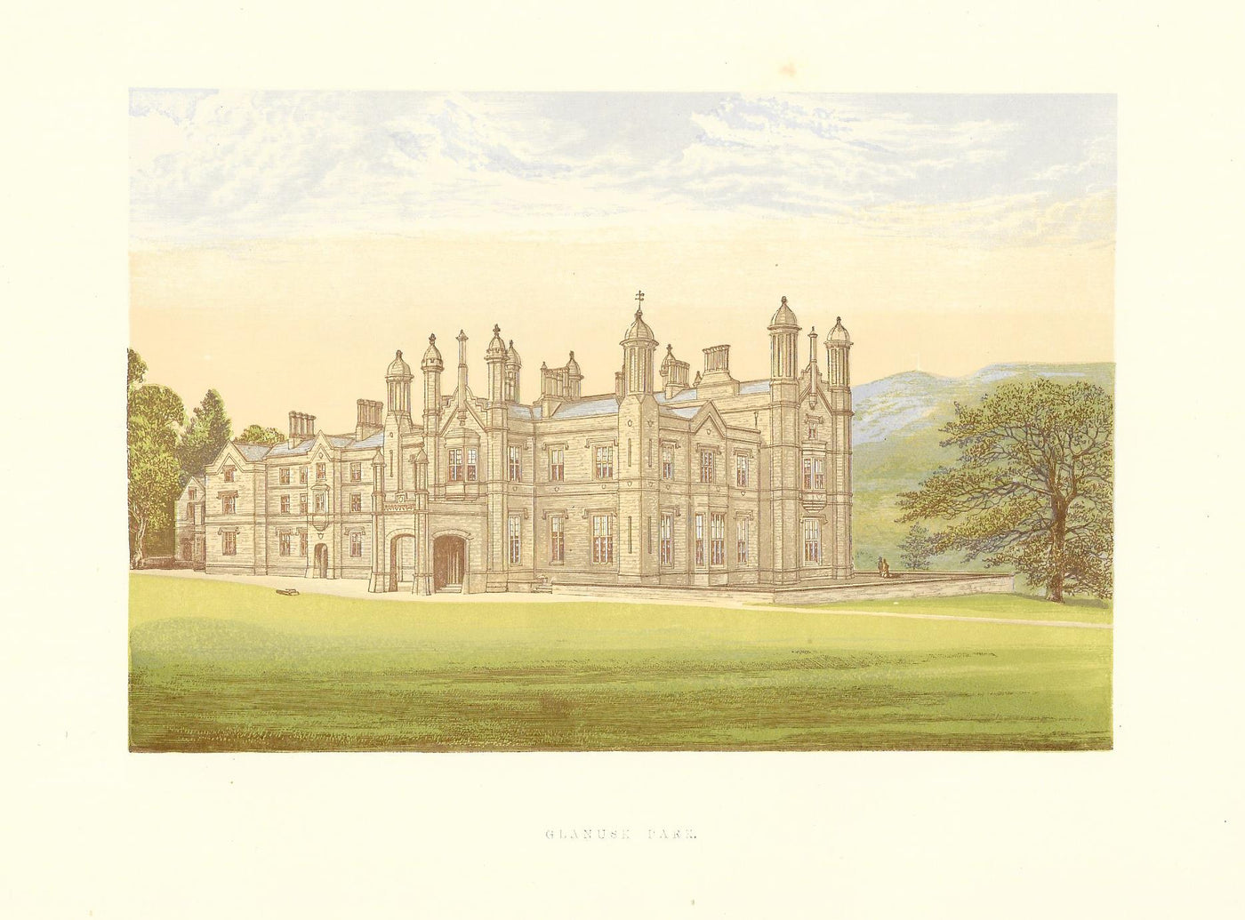 Glanusk Park Powys Wales guaranteed antique print 1880