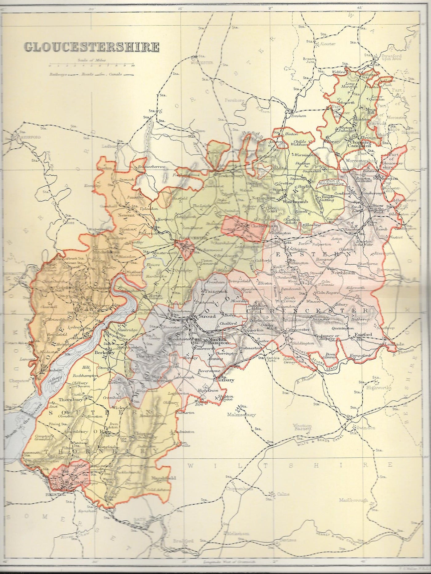 Gloucestershire antique map