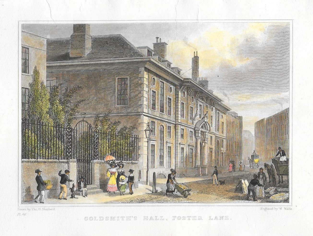Goldsmiths Hall antique print