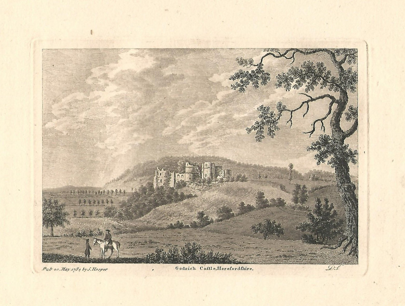 Goodrich Castle Herefordshire antique print dated 1784