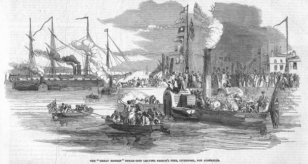 Great Britain steam-ship transporting emigrants to Australia 1852