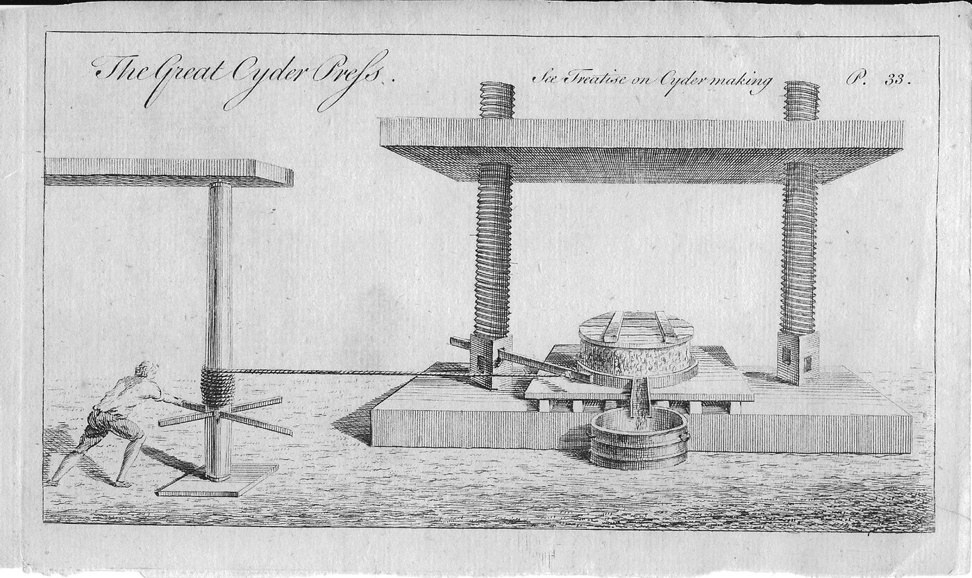 Cider Press antique print 1749
