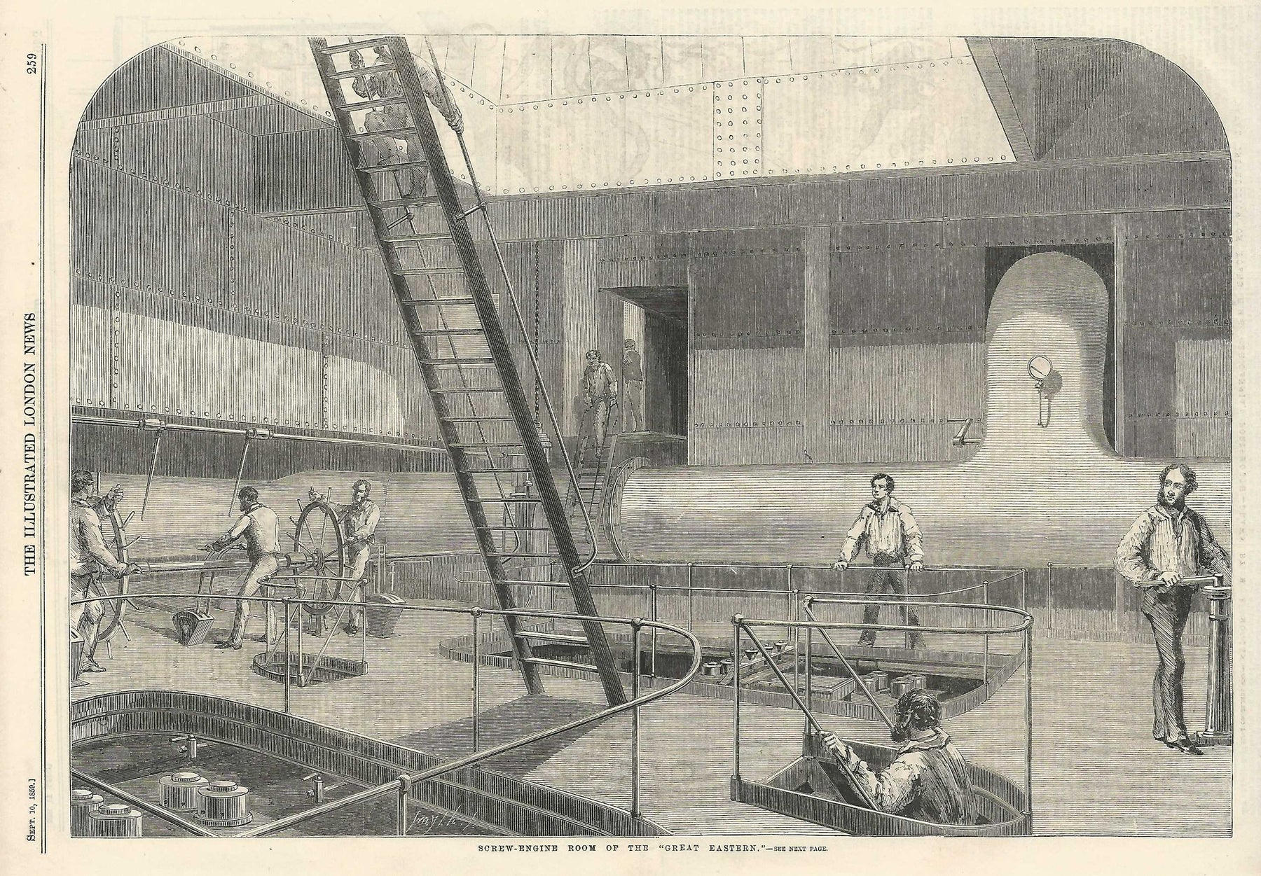 Steam Screw Engine Great Eastern steamship’s screw engine room antique print 1859 – Maps ...