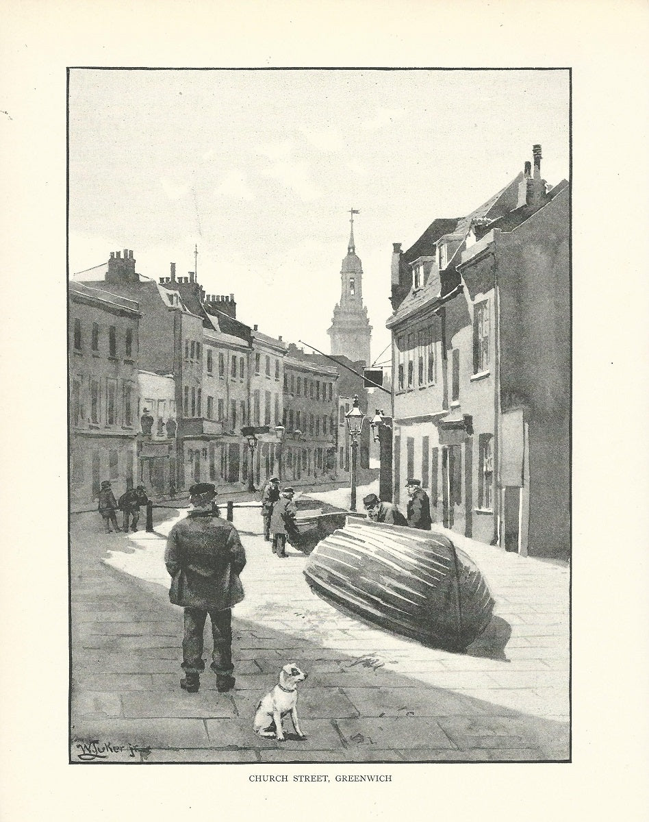 Greenwich Church Street antique print 1893