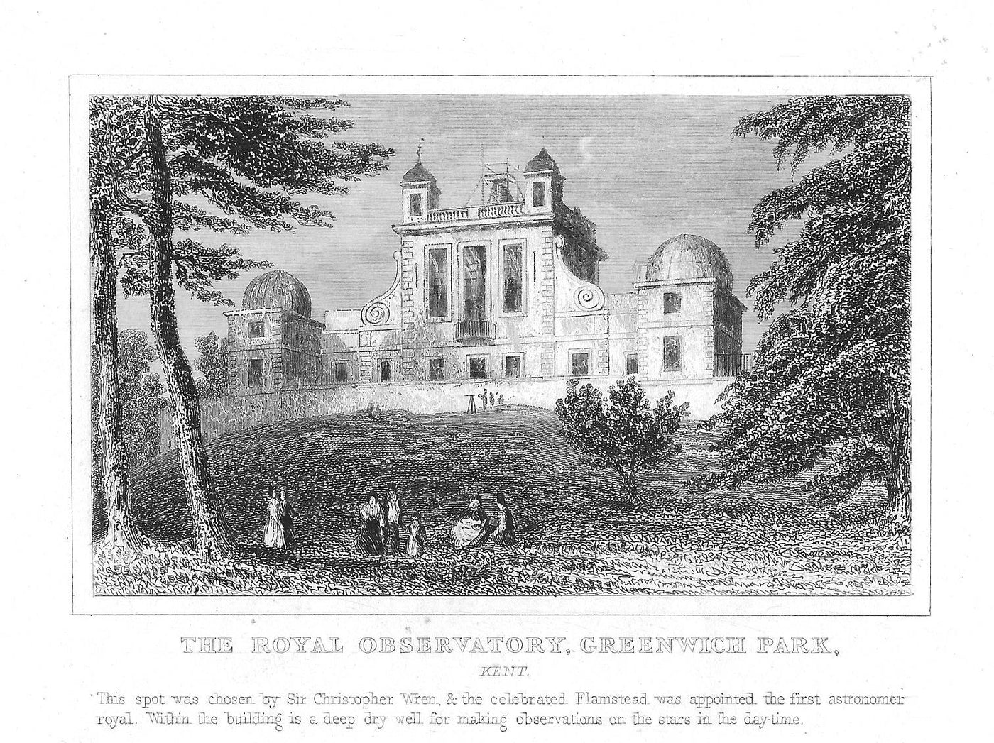 Greenwich Royal Observatory antique print 1845