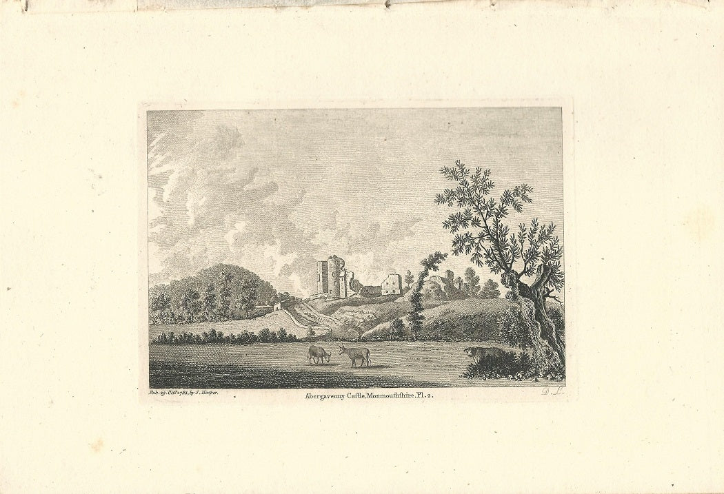 Abergavenny Castle Monmouthshire Wales antique print 1784