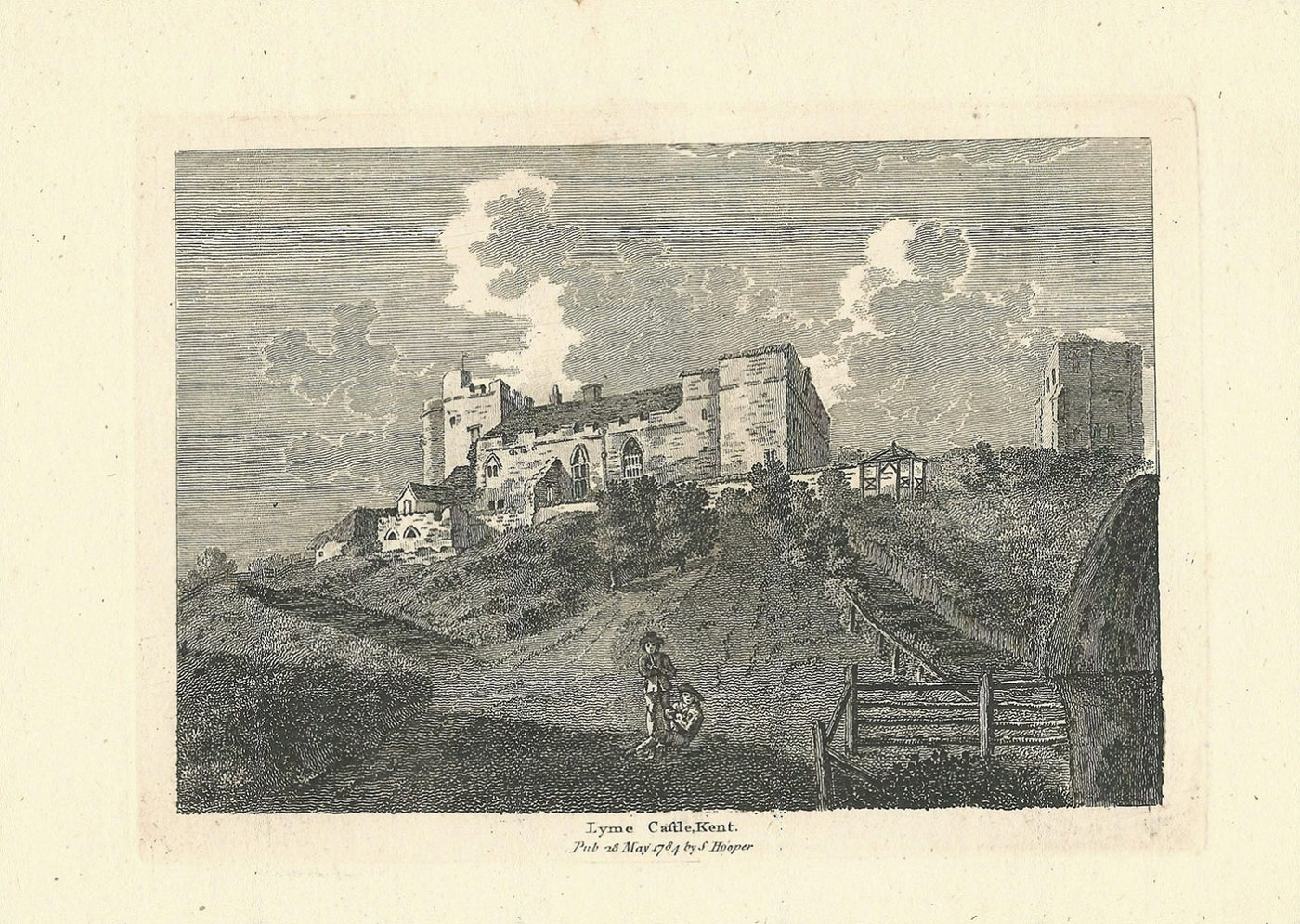 Lympne Castle Kent antique print dated 1784