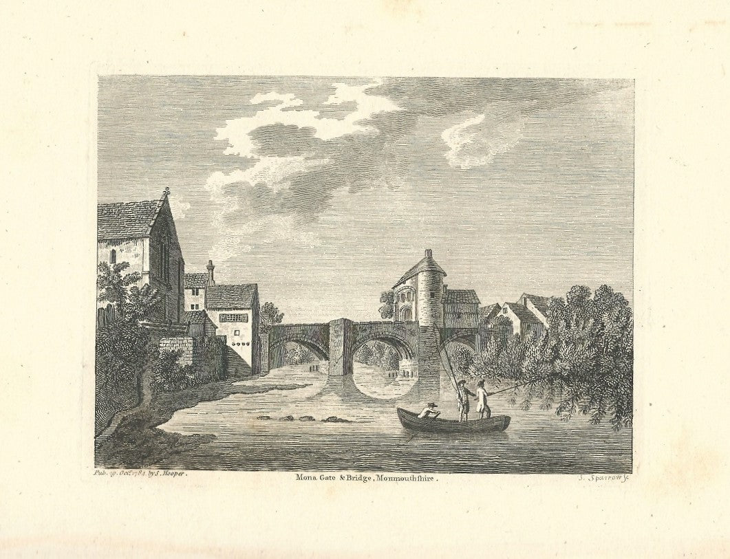 Monnow Bridge Monmouthshire Wales antique print 1784