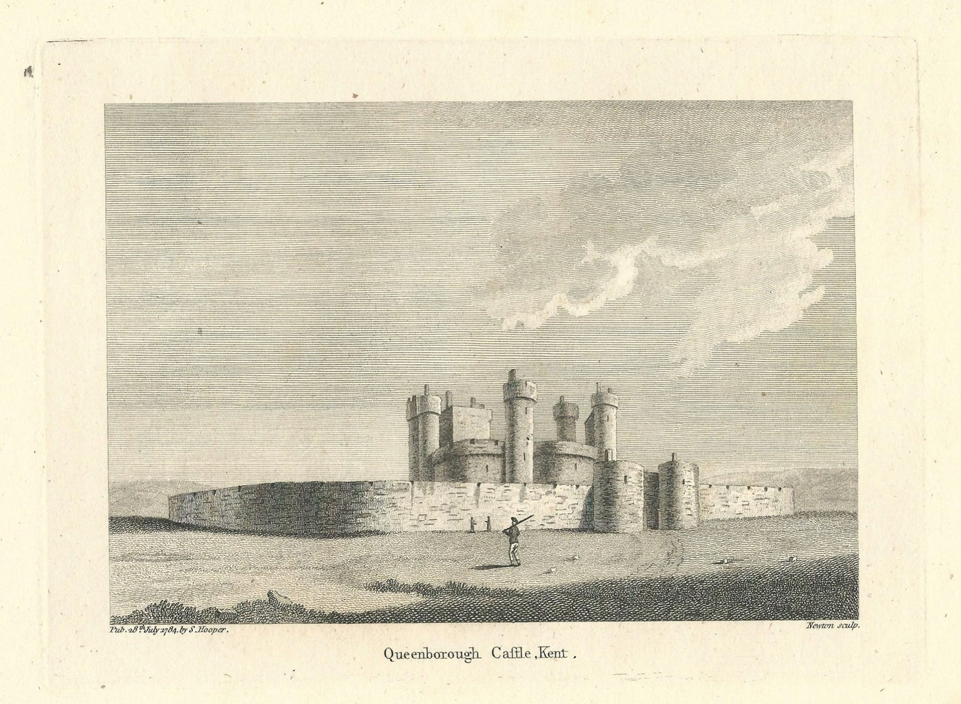 Queensborough Castle Sheppey Kent antique print 1784