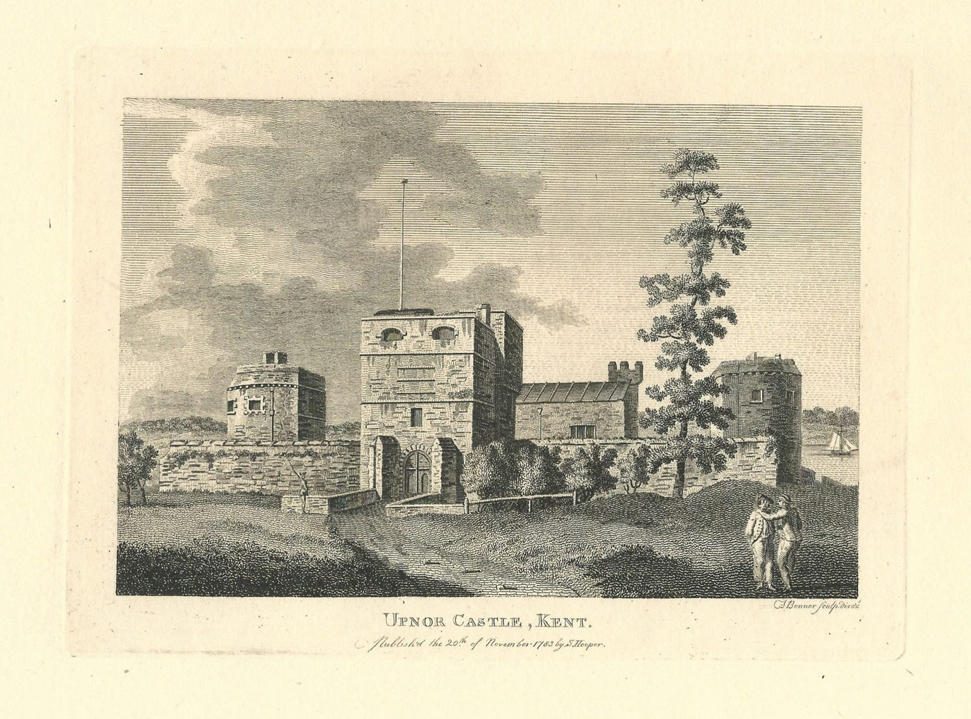 Upnor Castle on the River Medway Kent antique print 1783