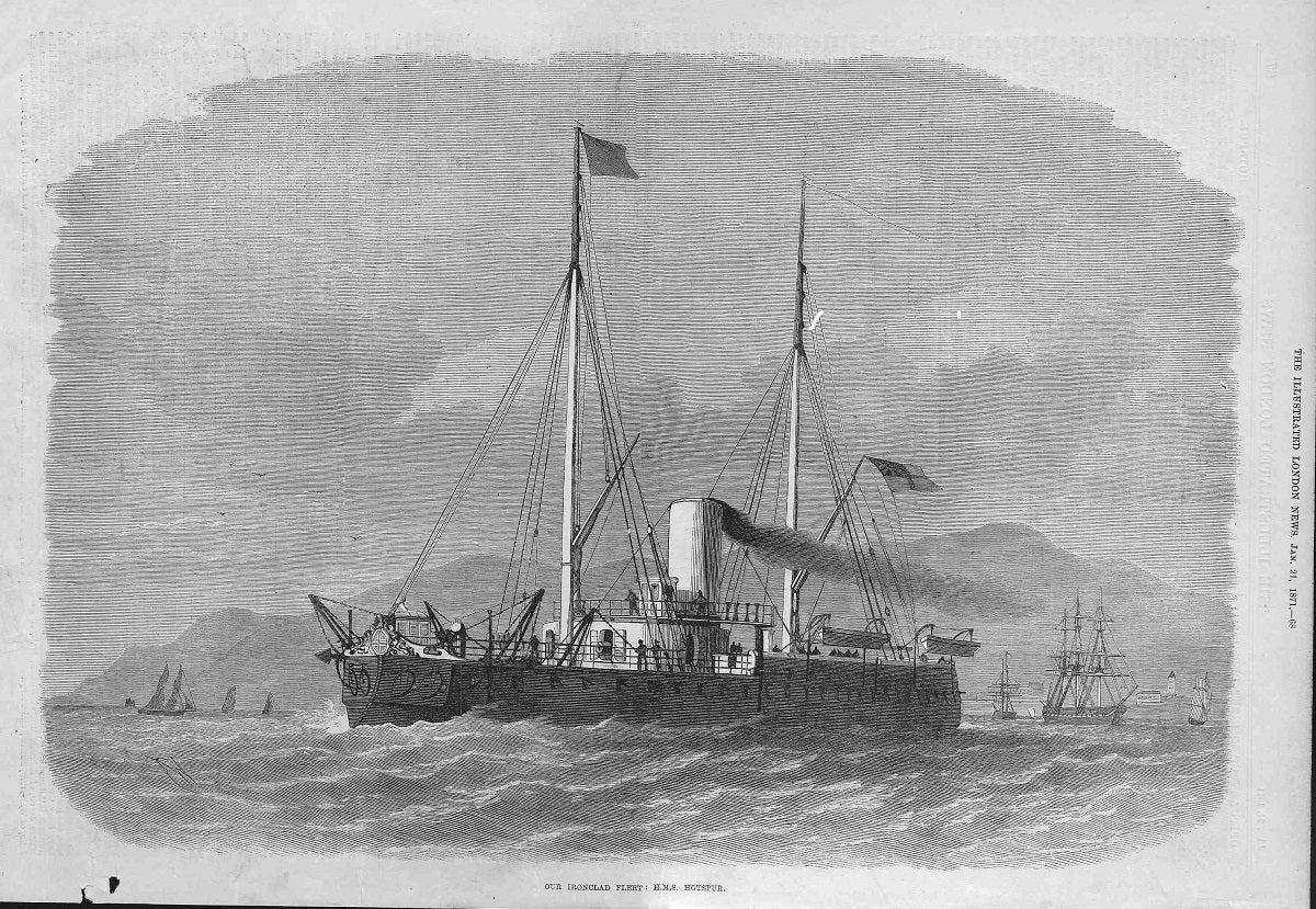 HMS Hotspur 'Our Ironclad Fleet' published antique print 1870