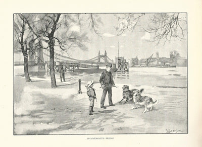 Hammersmith Bridge antique print published 1893