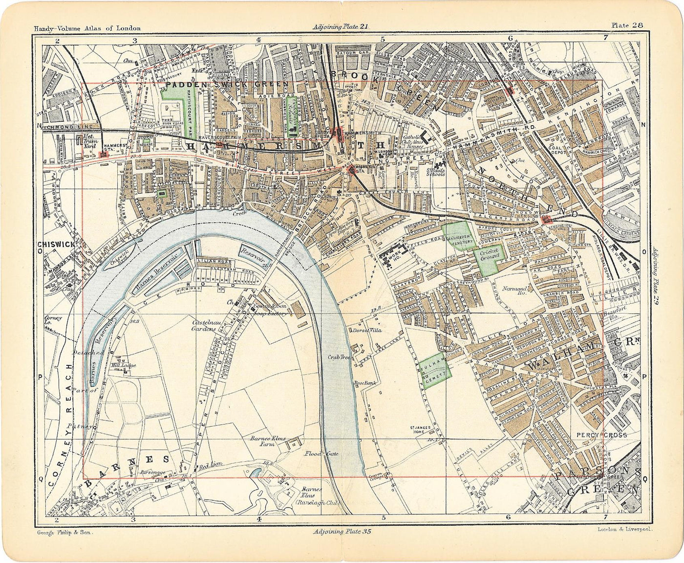 Hammersmith antique map 1891