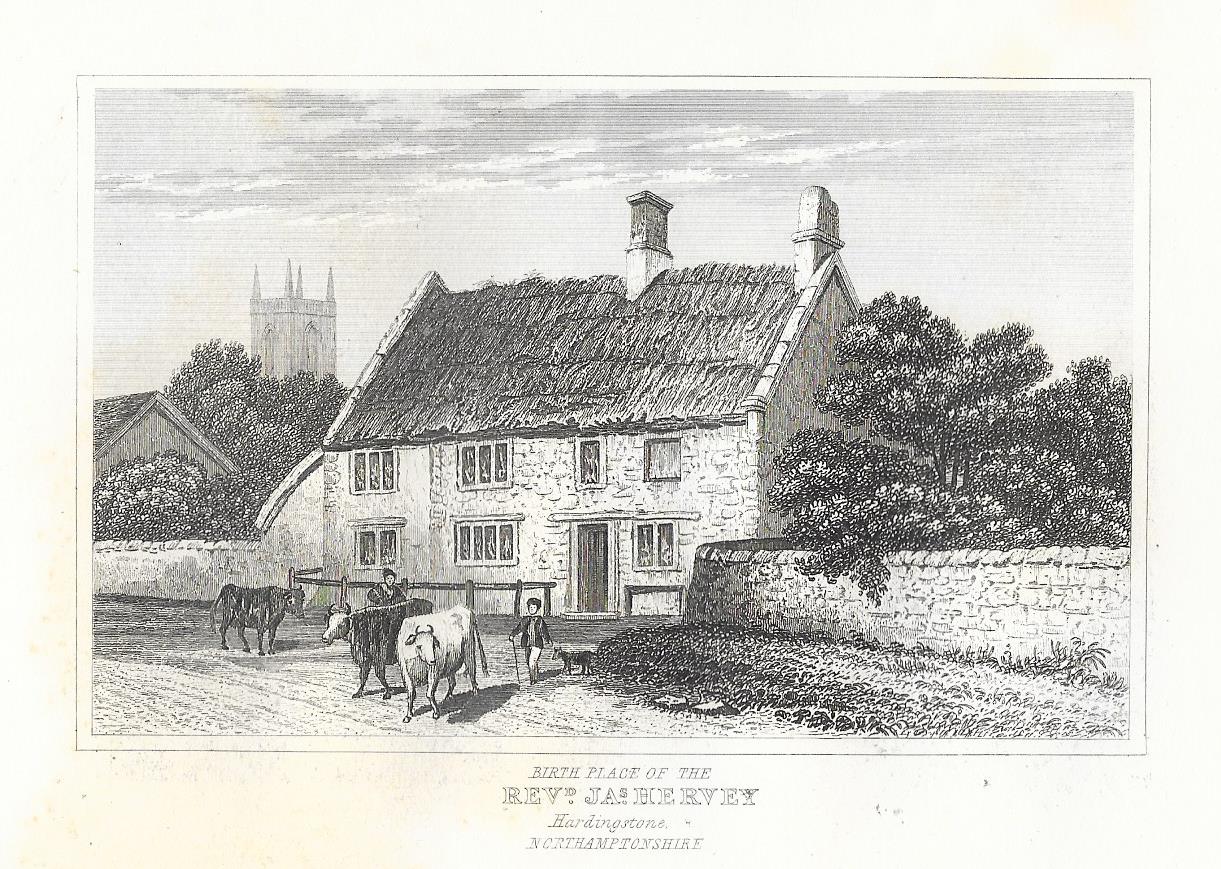 Hardingstone Northamptonshire antique print 1845