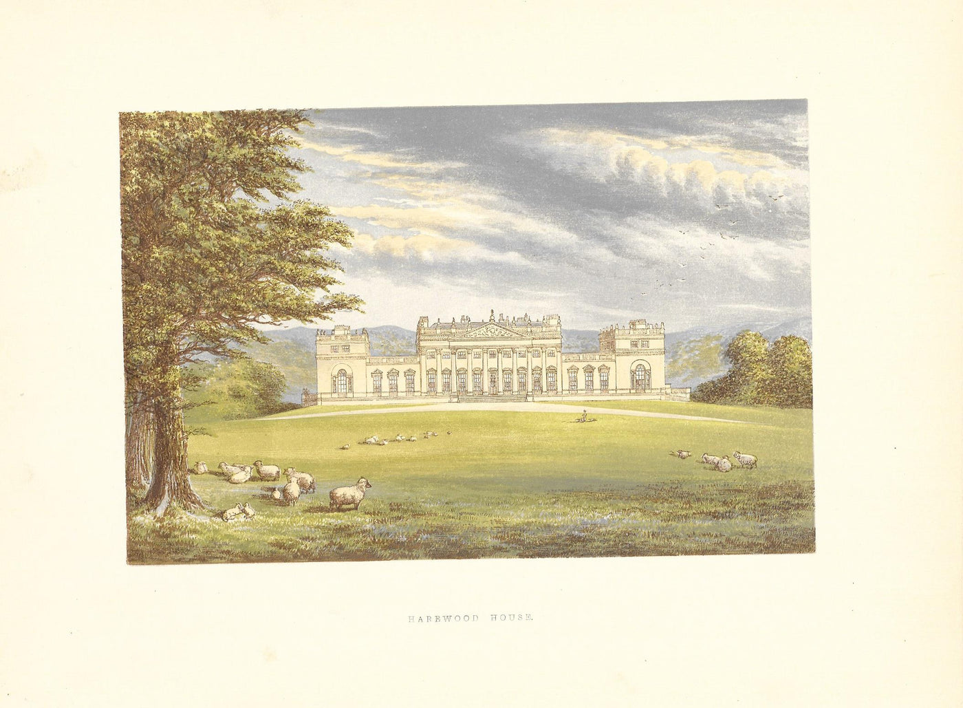 Harewood House Yorkshire guaranteed original antique print 1880