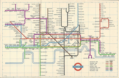 Harry Beck original vintage underground railway map 1956