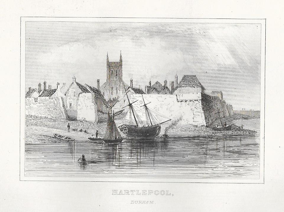 Hartlepool County Durham antique print 1845