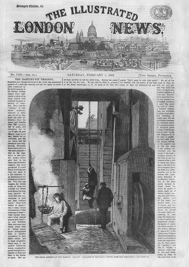 Hartley Pit disaster Northumberland guaranteed antique print