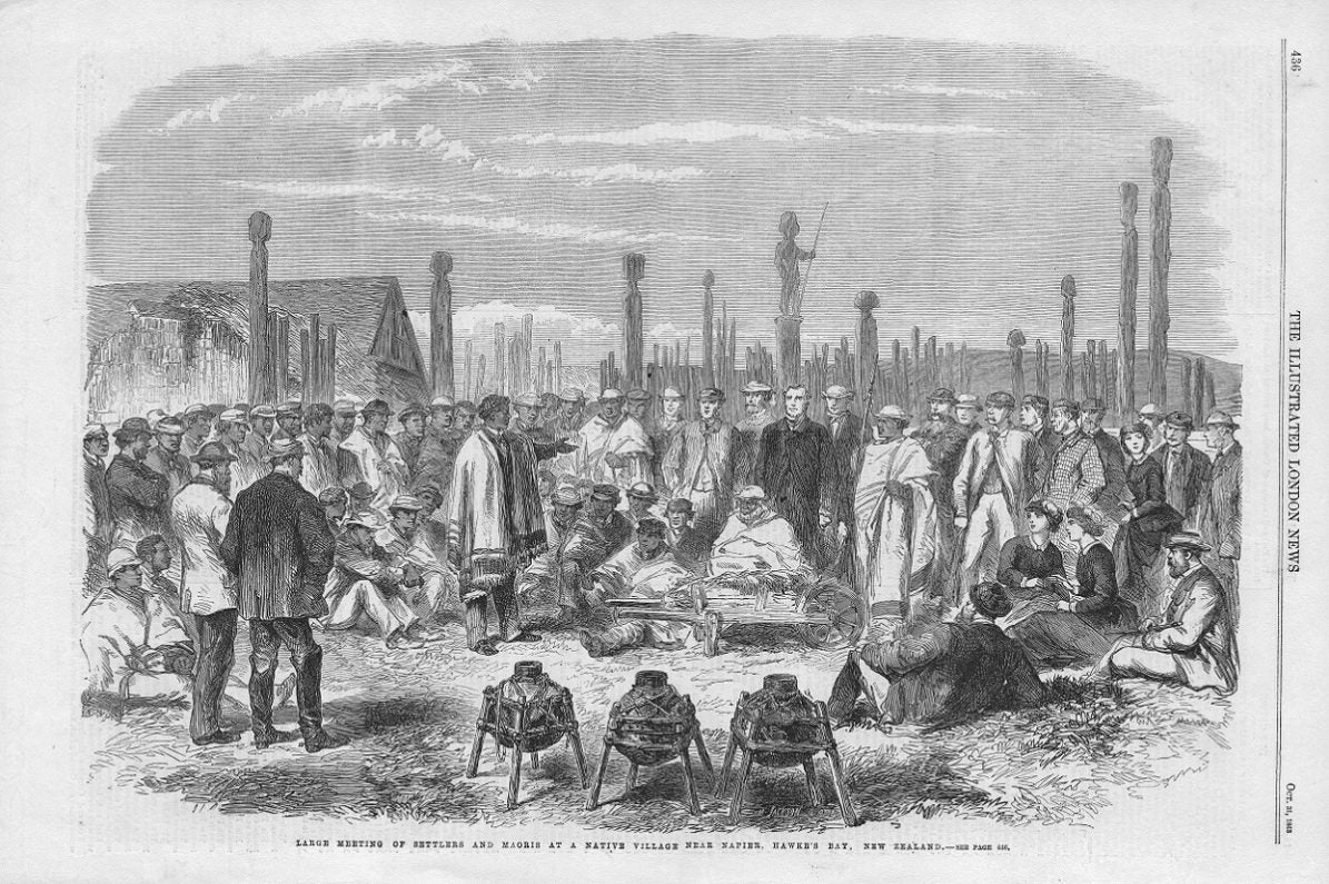 New Zealand Hawke's Bay meeting between Maoris and Settlers 1863
