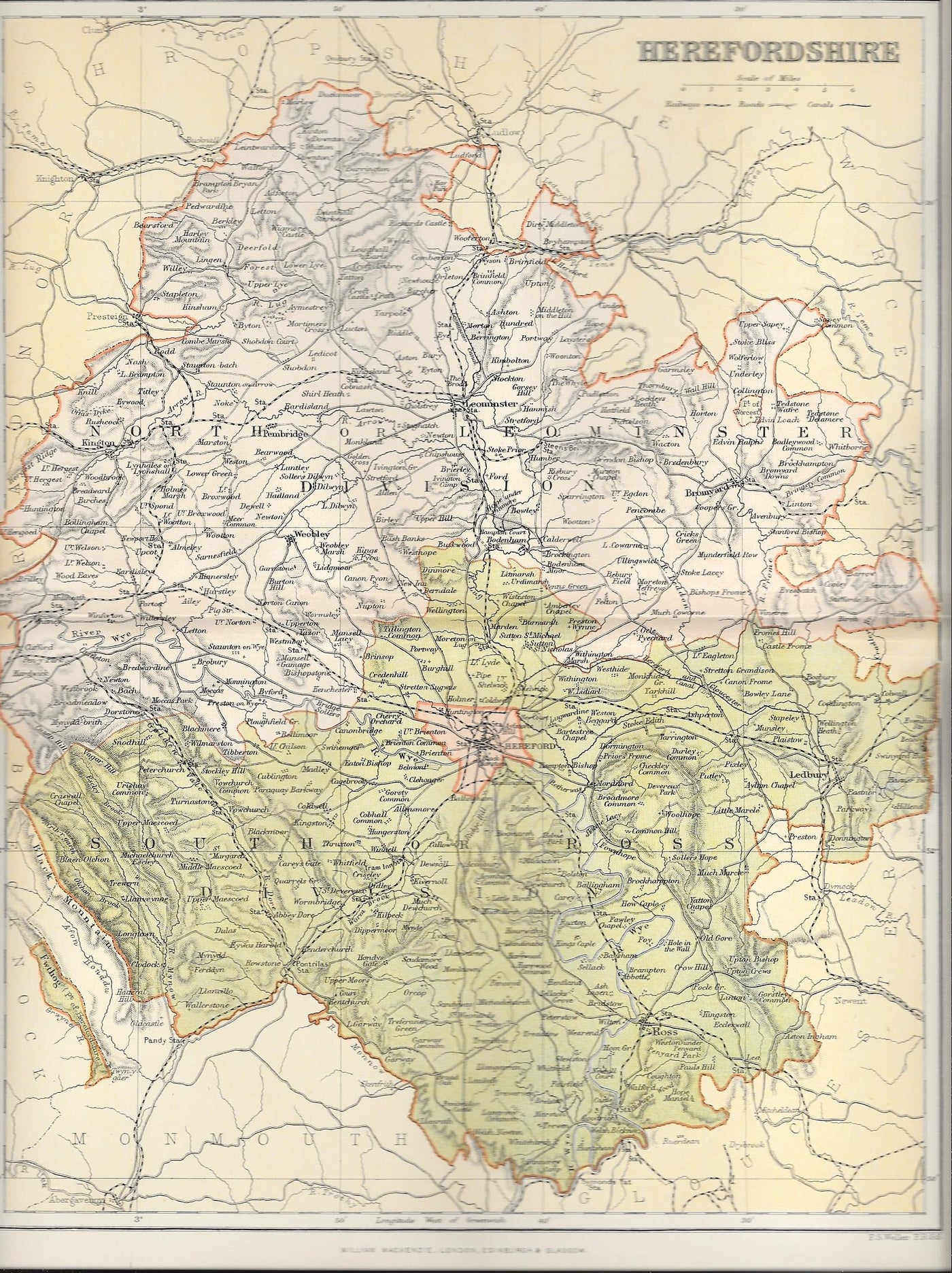 Herefordshire (Hereford) antique map