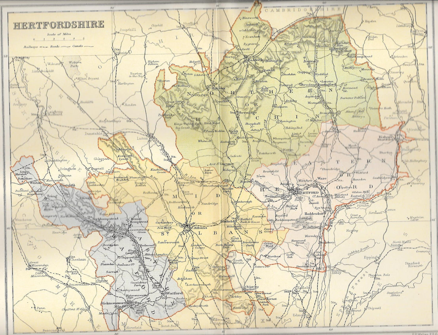 Hertfordshire antique map