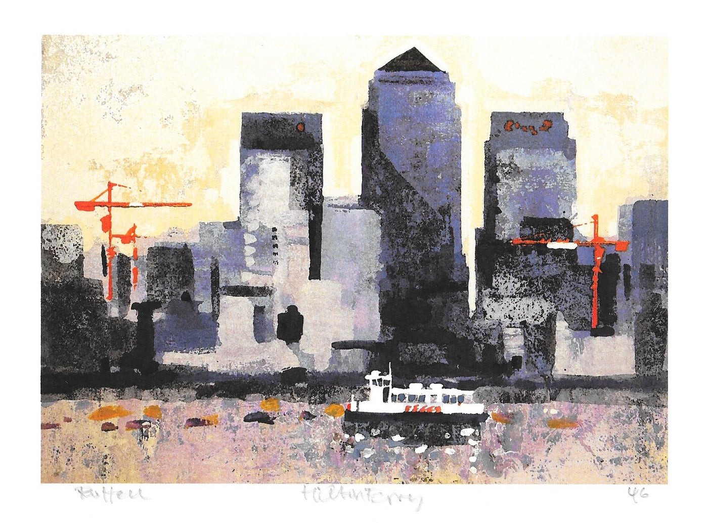 Hilton Ferry Canary Wharf London signed and numbered print by Colin Ruffell