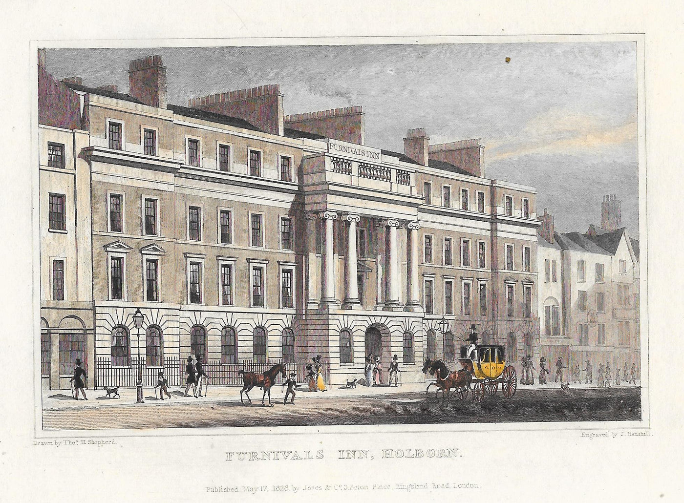 Furnivals Inn Holborn antique print 1830
