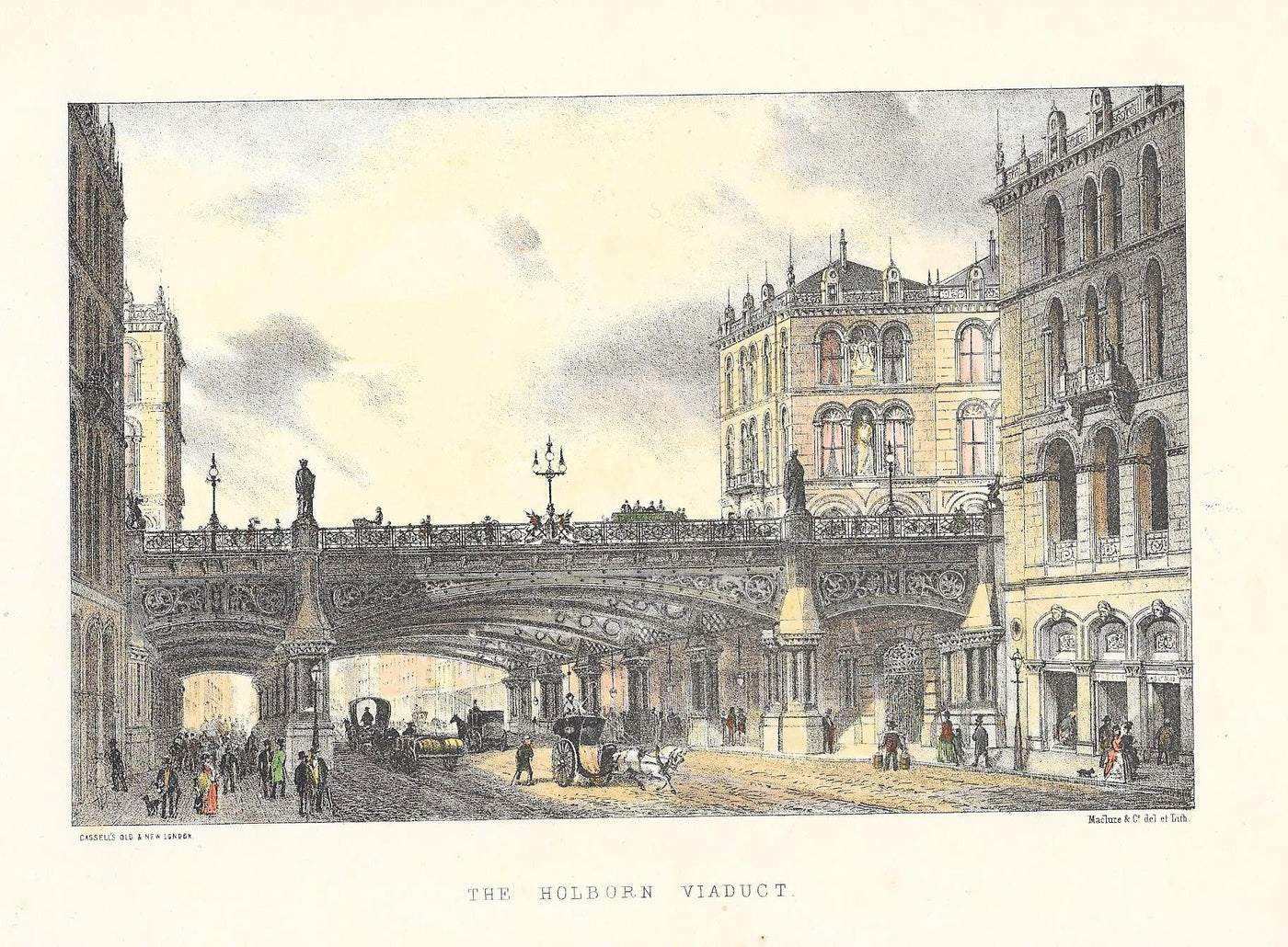 Holborn Viaduct antique print published 1894