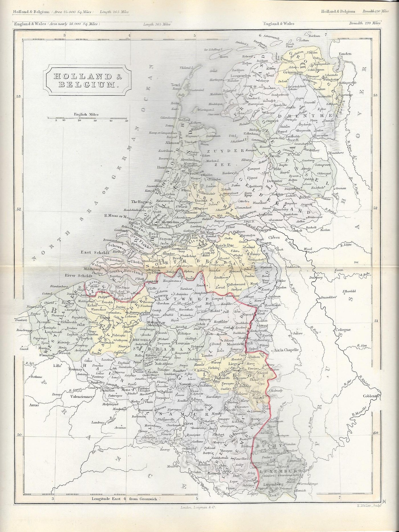 Holland Belgium antique map