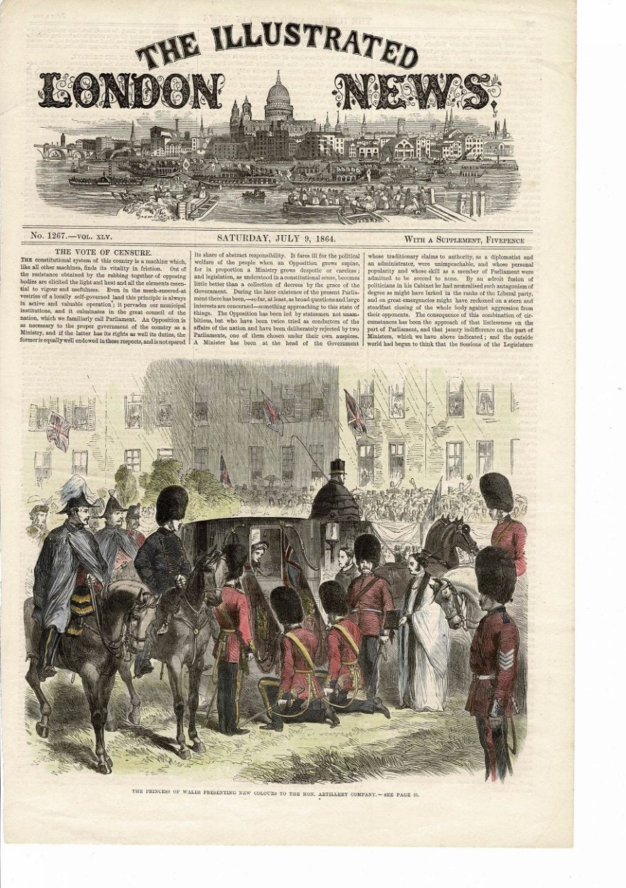 Honourable Artillery Company presentation of colours antique print 1864