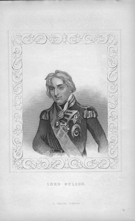 Horatio Nelson antique print by L. Tallis, London c.1860