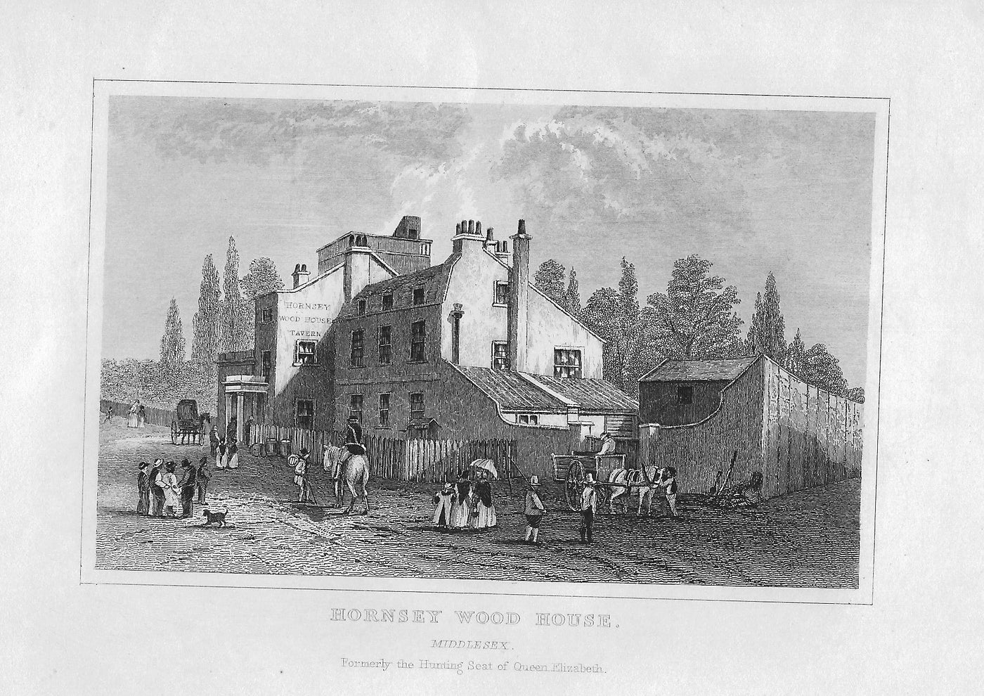 Hornsey Wood House Finsbury Park London antique print