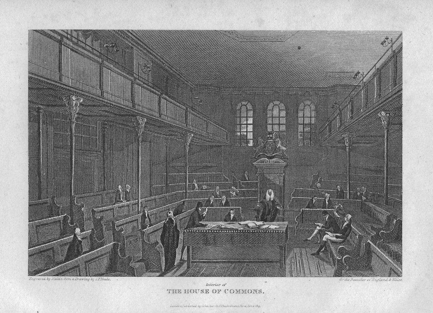 House of Commons Westminster antique print 1815