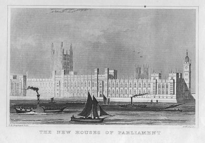 Parliament Westminster antique print published 1845