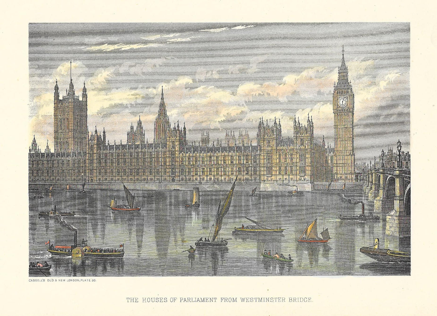 Houses of Parliament antique print