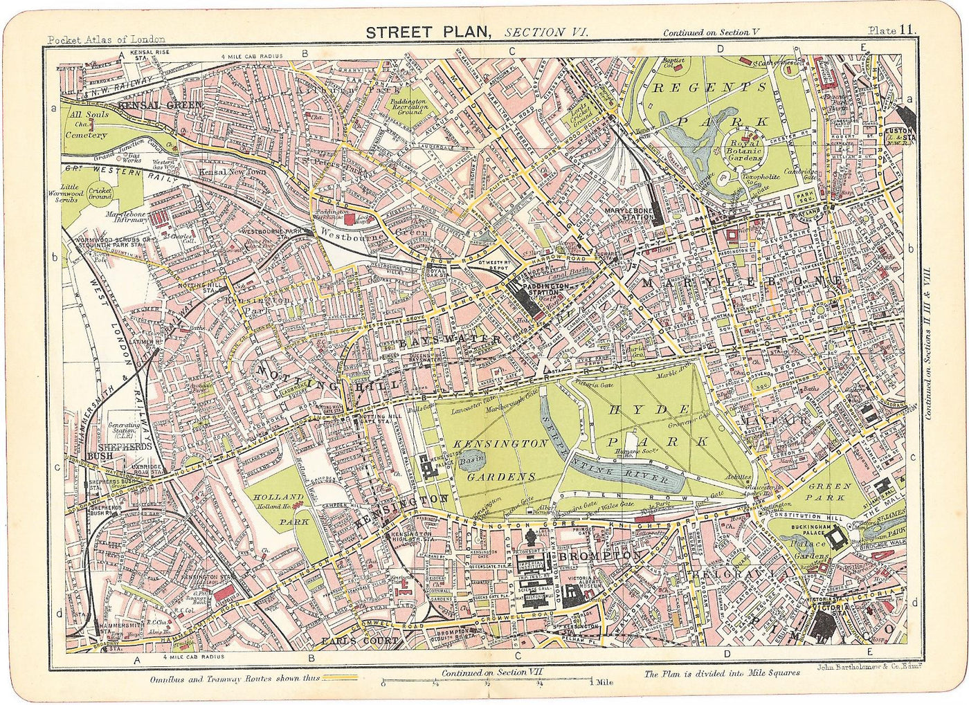 Hyde Park antique map published 1917
