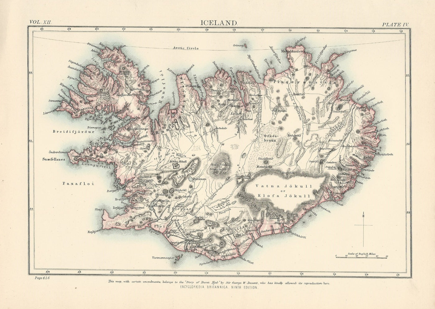 Iceland antique map published 1875-1889