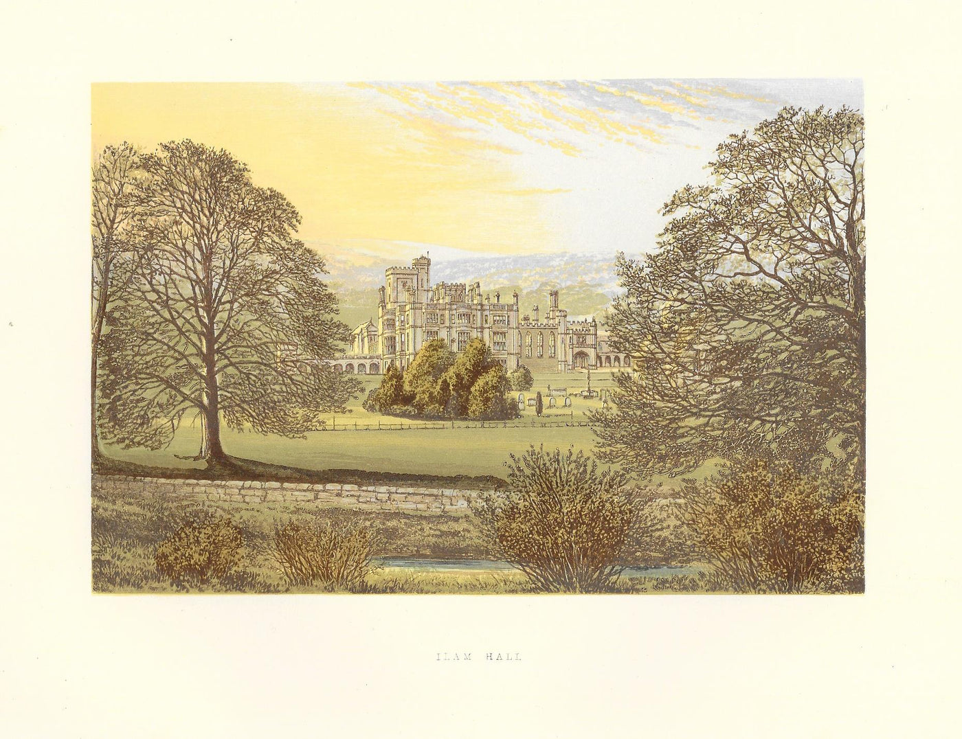 Ilam Park Derbyshire guaranteed original antique print 1880