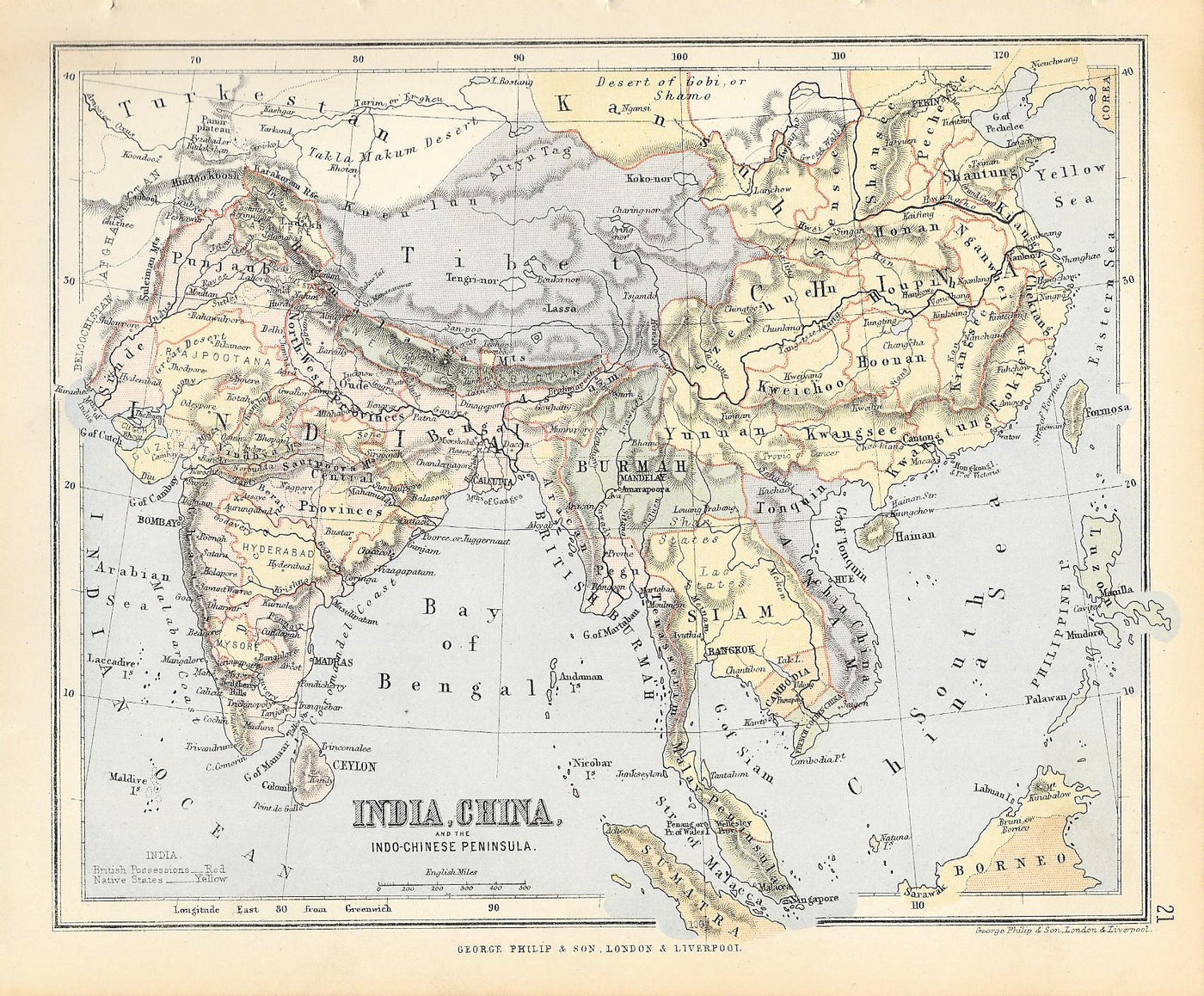 India China antique map